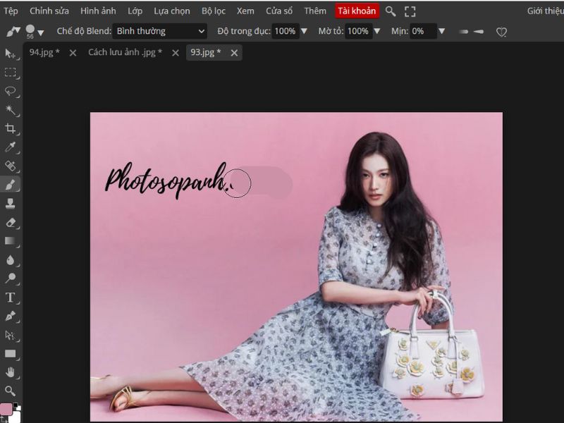 Dùng chuột để xóa chữ