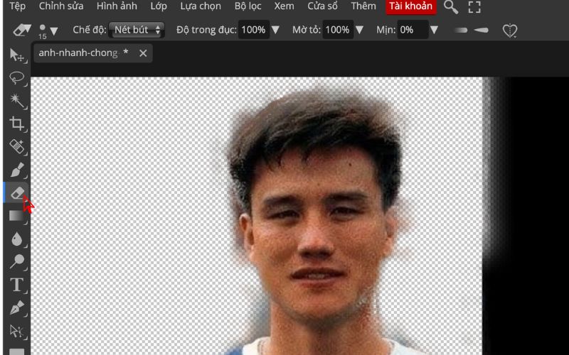 Dùng công cụ Eraser Tool