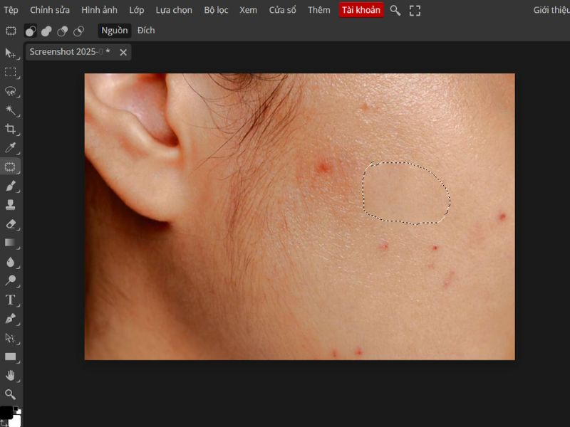 Kéo vùng chọn sang da mịn để thay thế