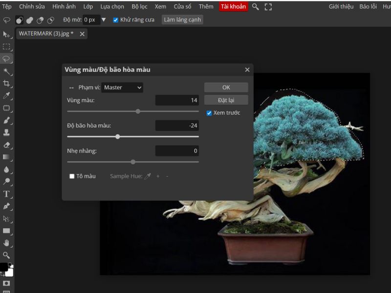 Điều chỉnh Hue, Saturation và Lightness theo ý muốn